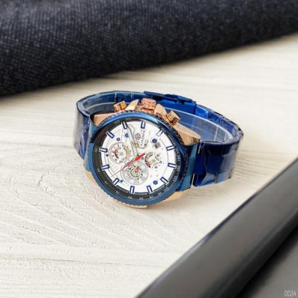 Годинник наручний Forsining 6909 Blue-Cuprum-White