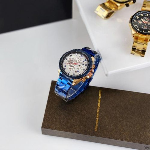 Годинник наручний Forsining 6909 Blue-Cuprum-White