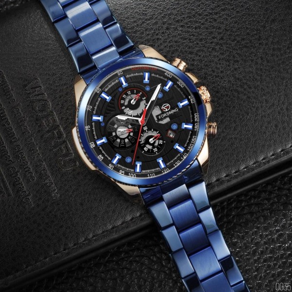Годинник наручний Forsining 6909 Blue-Cuprum-Black