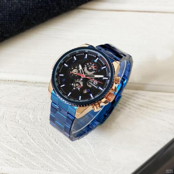 Годинник наручний Forsining 6909 Blue-Cuprum-Black