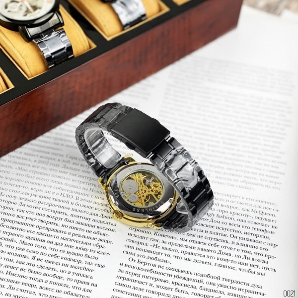 Годинник наручний Forsining 8099 Black-Gold
