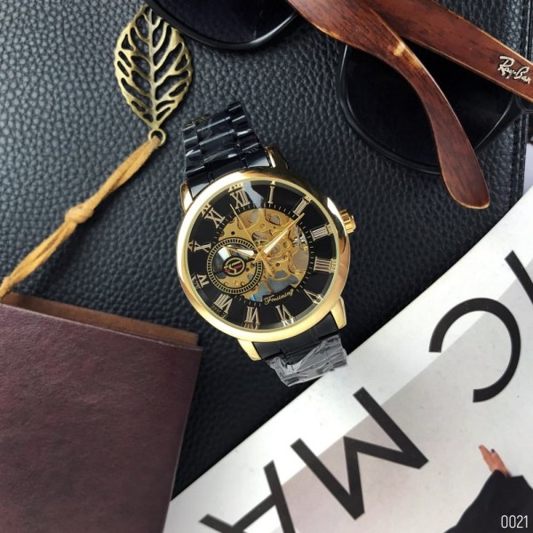 Годинник наручний Forsining 8099 Black-Gold