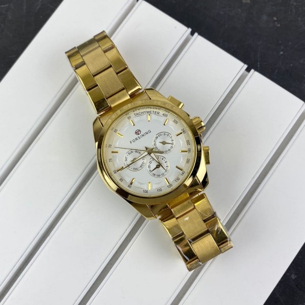 Годинник наручний Forsining 6917 Gold-White