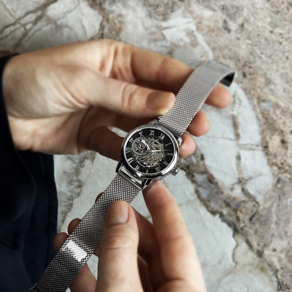 Годинник наручний Forsining 8099 Silver-Black