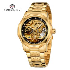 Годинник наручний Forsining 8240 Gold Black