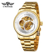 Годинник наручний Forsining 8190 Gold-White Steel