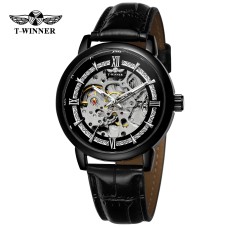 Годинник наручний Forsining 8173 All Black-Silver Leather
