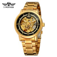Годинник наручний Forsining 8173 Gold-Black Steel