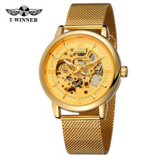 Годинник наручний Forsining 8173 Gold-Gold Mesh