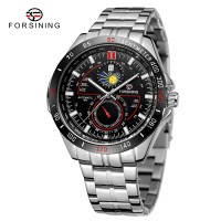 Годинник наручний Forsining 8238 Silver-Black Steel