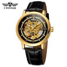 Годинник наручний Forsining 8173 Gold-Black Leather