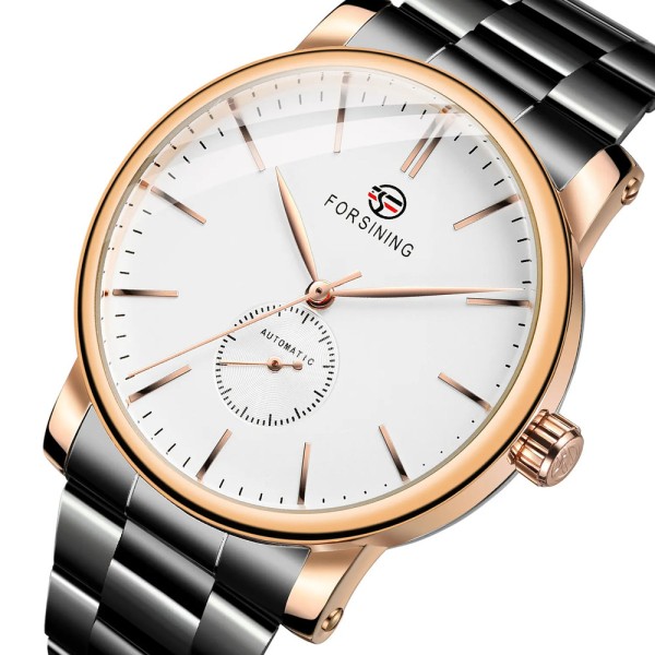 Годинник наручний Forsining 8214 Rose Gold-White
