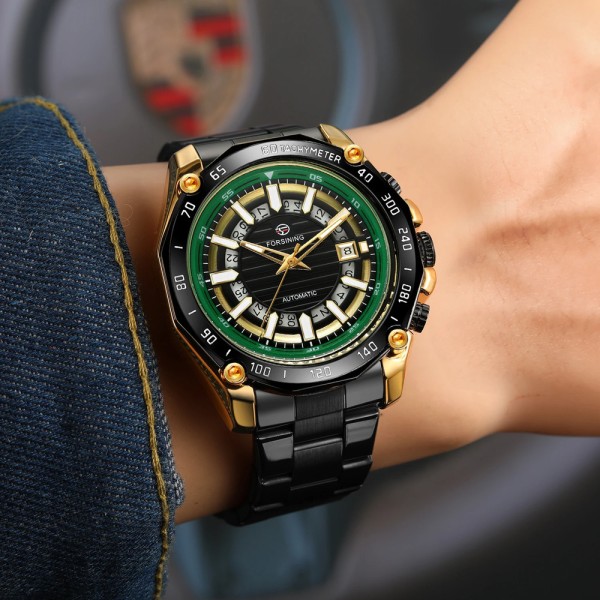 Годинник наручний Forsining 8279 Black-Green