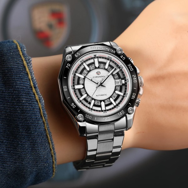 Forsining 8279 Silver-Black-White