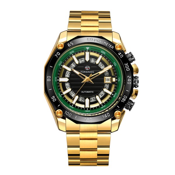 Годинник наручний Forsining 8279 Gold-Black-Green