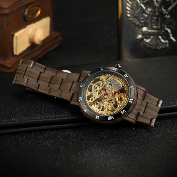 Годинник наручний Forsining 8277 Brown-Black-Gold