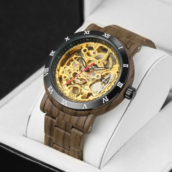 Годинник наручний Forsining 8277 Brown-Black-Gold
