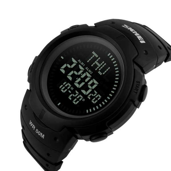Годинник наручний Skmei 1231BK All Black Smart Watch + Compass