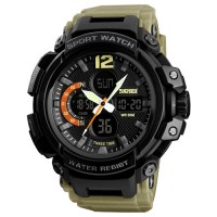 Годинник наручний Skmei 1343 Black-Khaki Wristband