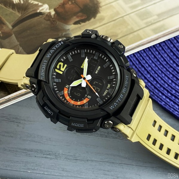 Годинник наручний Skmei 1343 Black-Khaki Wristband