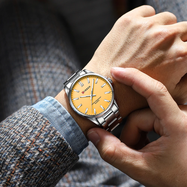 Годинник наручний Curren 9090 Silver-Orange