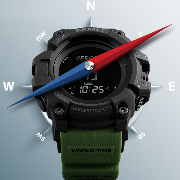 Годинник наручний Skmei 1356AG Army Green + Compass