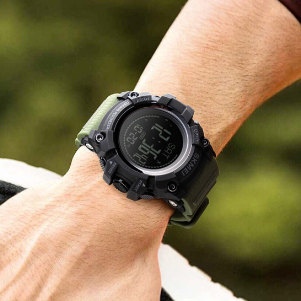 Годинник наручний Skmei 1356AG Army Green + Compass