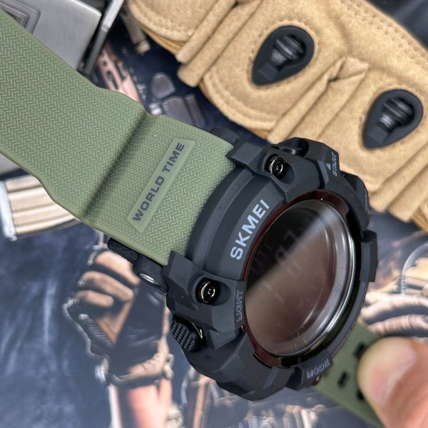 Годинник наручний Skmei 1356AG Army Green + Compass