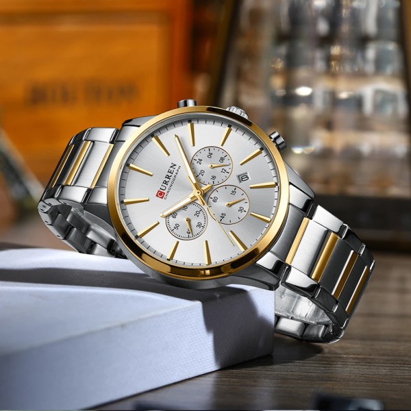 Годинник наручний Curren 8435 Silver-Gold-Silver