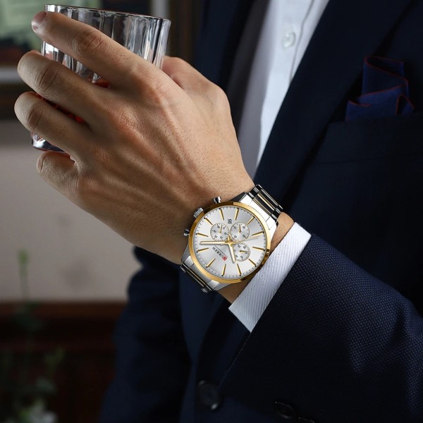 Годинник наручний Curren 8435 Silver-Gold-Silver