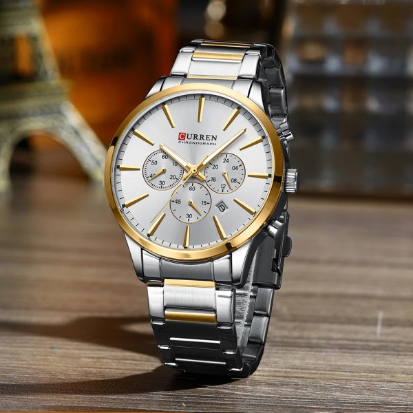 Годинник наручний Curren 8435 Silver-Gold-Silver