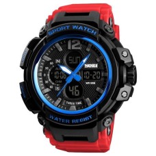Годинник наручний Skmei 1343 Black-Blue-Red Wristband