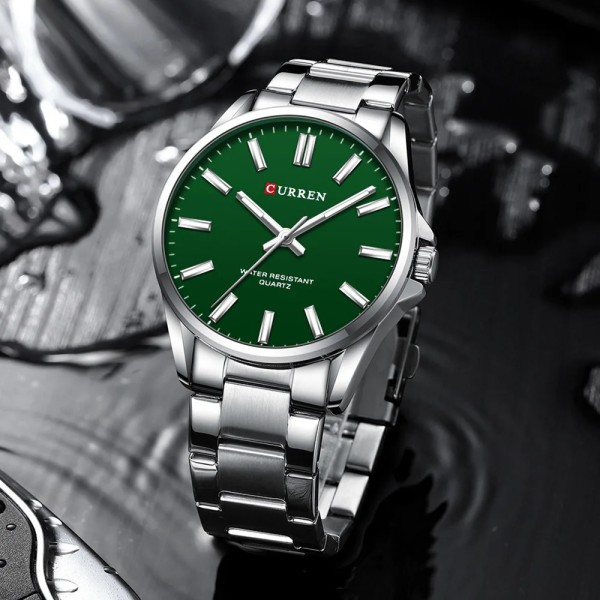 Годинник наручний Curren 9090 Silver-Green