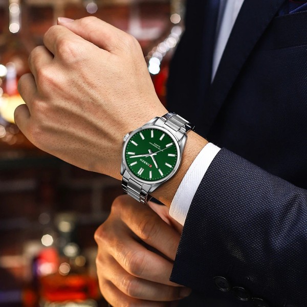 Годинник наручний Curren 9090 Silver-Green