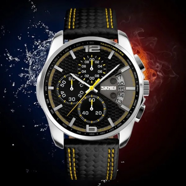 Годинник наручний Skmei 9106YL Silver-Black-Yellow