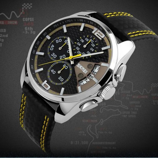Годинник наручний Skmei 9106YL Silver-Black-Yellow