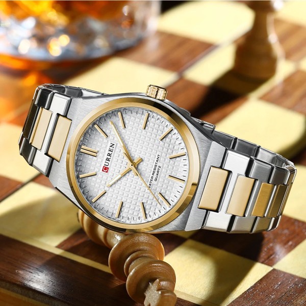 Годинник наручний Curren 8439 Silver-Gold-White