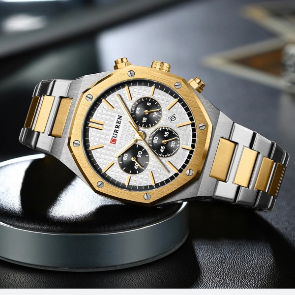 Годинник наручний Curren 8440 Silver-Gold-White