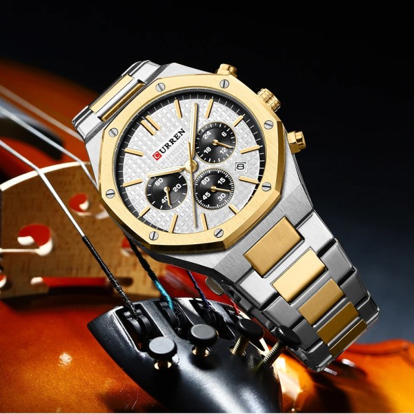 Годинник наручний Curren 8440 Silver-Gold-White