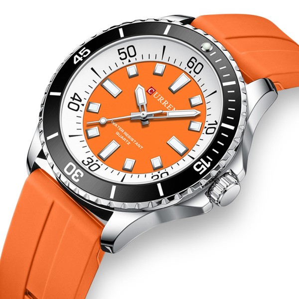 Годинник наручний Curren 8448 Silver-Orange