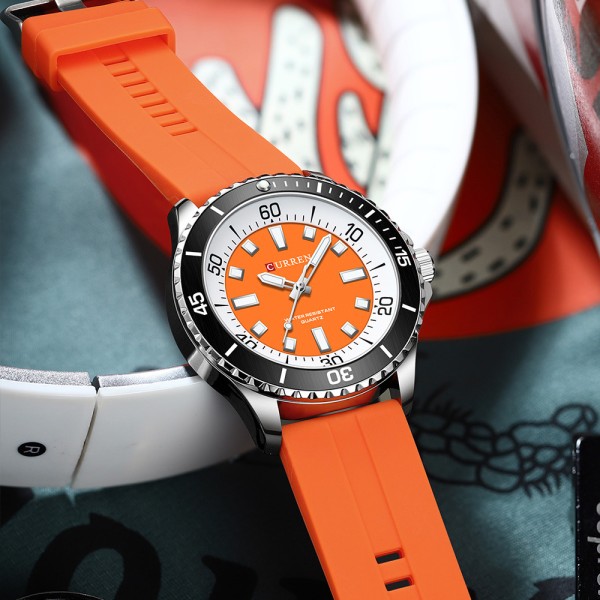 Годинник наручний Curren 8448 Silver-Orange