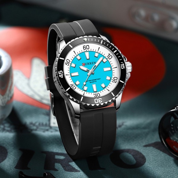 Годинник наручний Curren 8448 Silver-Blue-Black