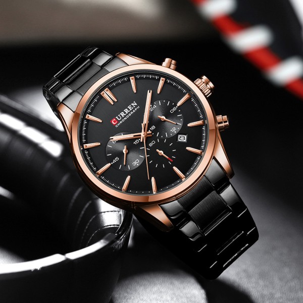 Годинник наручний Curren 8446 Rose Gold-Black