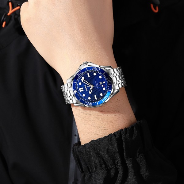 Годинник наручний Skmei 9276SSIBU Silver-Blue Steel Strap