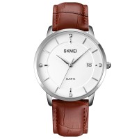 Годинник наручний Skmei 1801LSIBN Silver-White Brown Leather