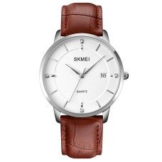Годинник наручний Skmei 1801LSIBN Silver-White Brown Leather