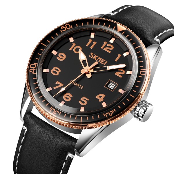 Годинник наручний Skmei 9232LRGBK Rose-Gold Black Leather