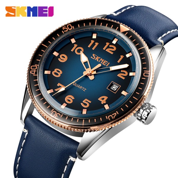 Годинник наручний Skmei 9232LRGBU Rose-Gold Blue Leather
