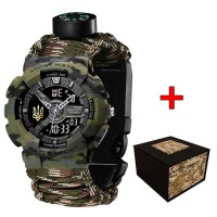 Часы наручные Awarder 005 Тризуб золото Camo Green Паракордовий ремінець Camo Green