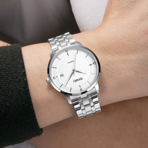 Годинник наручний Skmei 1801SSI Silver Case Mesh Band